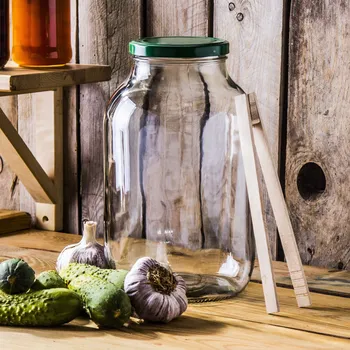 Zavařovací sklenice Sklenice na okurky, skleněná s kleštěmi FLAVES OF BABUNI 4 l