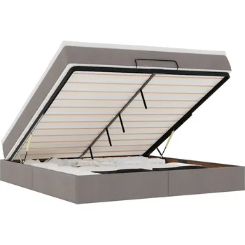 Postel VidaXL Rám postele s úložným prostorem a matrací, taupe, 180x200 cm, látka