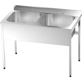 Nerezový dřez Nerezový dvojdřez lisovaný 120x70x85cm, (dřez 50x50x30cm)