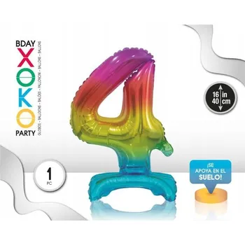 Balónek Fóliový balónek barvy duhy číslice 4, 16''/40 cm