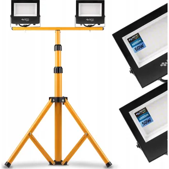 Sada halogenových LED světel, stativ, 2x50W, 4500K, stavební pracovní reflektor