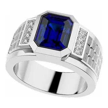 Prsten Zlatý Pánský Prsten Zancan se Safírem 6000049