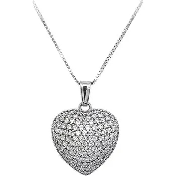 Přívěsek Přívěsek Srdce se Zirkony z Bílého Zlata 7151080