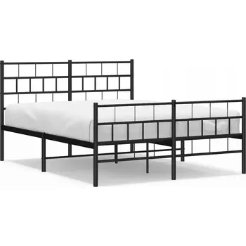 Postel Kovový rám postele s hlavovým a nožním čelem černý 150 x 200 cm