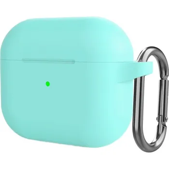 Pouzdro na mobilní telefon Silikonový ochranný obal s karabinou pro AirPods 3 - tyrkysový