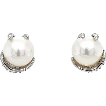 Náušnice Peckové Náušnice s Perlou z Bílého Zlata 7120180