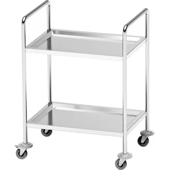 Servírovací stolek Nerezový servírovací vozík dvojpolicový 80x60x95cm