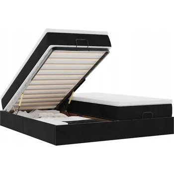 Postel Osmanský rám postele s matrací černý 200x200cm samet Černý 3311269