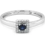 Zlatý prsten se safírem a diamanty 2011384