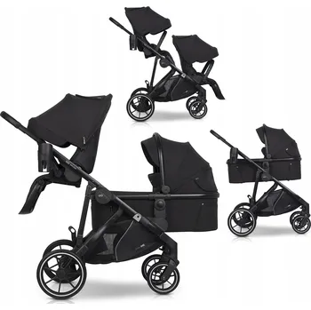 Kočárek Kočárek pro dvojčata EasyGo Duoflex - sezení za sebou/vedle sebe, 1 sportovní sedačka, 1 korbička