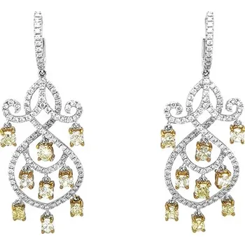 Náušnice Zlaté Náušnice s Žlutými a Bílými Diamanty 2020321