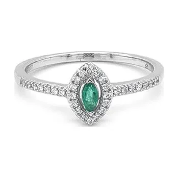 Prsten Smaragdový prsten s diamanty z bílého zlata 2011368