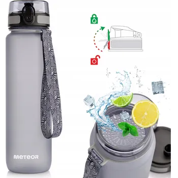 Sportovní láhev lahev na pití na vodu s měrkou a pítkem Meteor 1 l