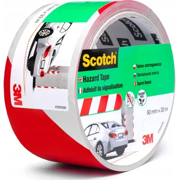 Výstražná páska Scotch bílo-červená 50 mm x 30 m
