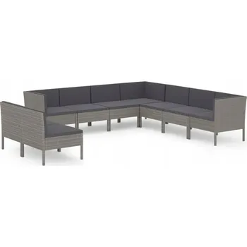Zahradní sestava VidaXL 9dílná zahradní sedací souprava, polštáře, šedý PE ratan