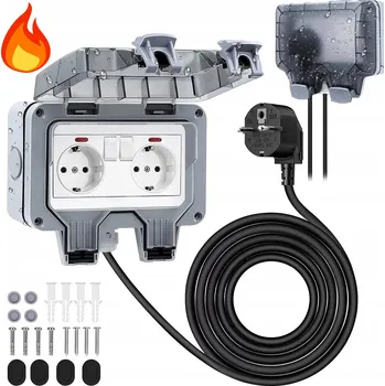 Elektrická zásuvka IP66 Dvojitá venkovní zahradní vodotěsná zásuvka