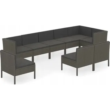 Zahradní sestava VidaXL 9dílná zahradní sedací souprava, polštáře, šedý PE ratan