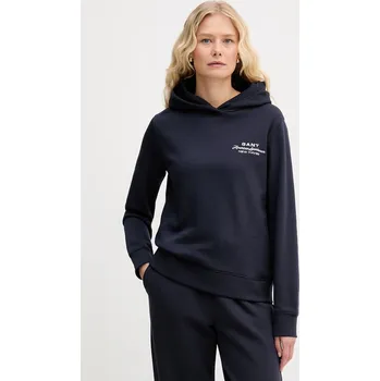 Dámská mikina Gant mikina s kapucí dámská bavlněná 4201486 námořnická modř 59X, vel. XL