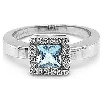 Prsten Zlatý Prsten s Modrým Topazem a Diamanty 2011161