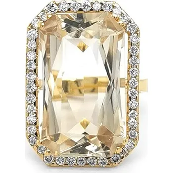 Prsten Zlatý Prsten s Citrínem a Diamanty 2010397