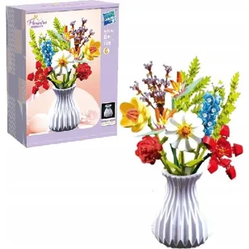 ostatní stavebnice STAVEBNICE KVĚTINY S VÁZOU SADA KOSTEK KYTICE KVĚTIN VE VÁZE