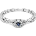 Zlatý prsten se safírem a diamanty 2011392