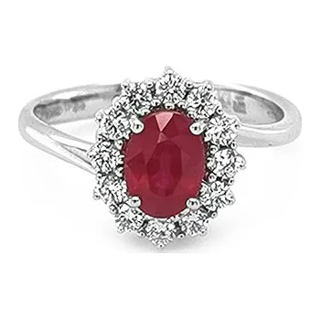 Prsten Zlatý Prsten s Rubínem a Diamanty MV60103