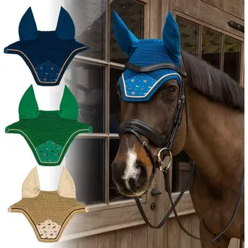 Koňská maska proti hmyzu Čabraka na uši Kentucky Wellington Velvet Horse Printing