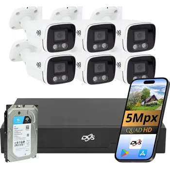 IP kamera Bezdrátový kamerový systém DVS 5 MP, válcové kamery, monitoring, 1 TB