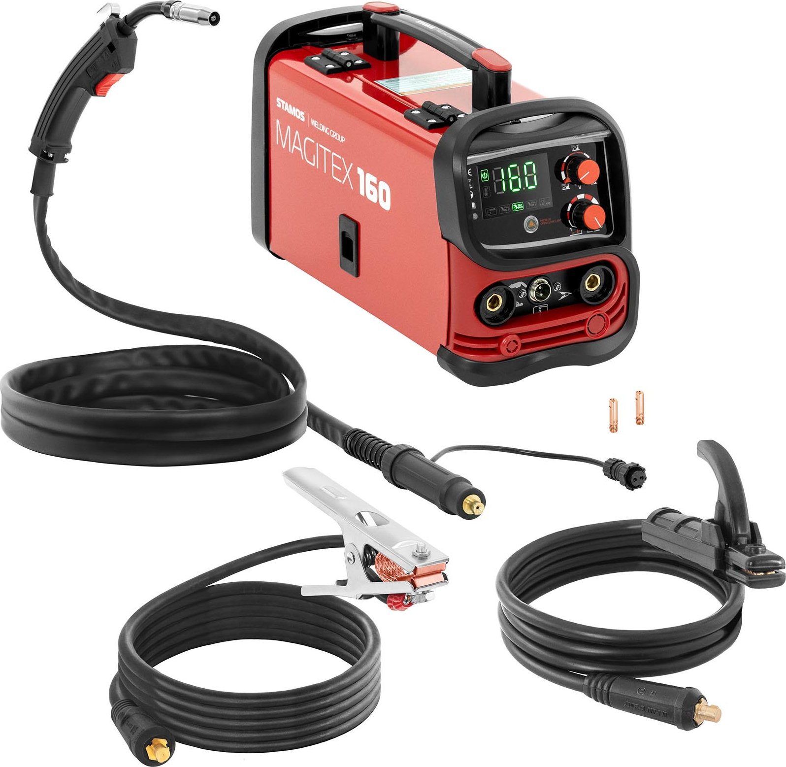 Stamos Germany Svářečka na trubičkový drát - 130 A - 60 % Duty Cycle - TIG Liftarc - MMA MAGITEX 160