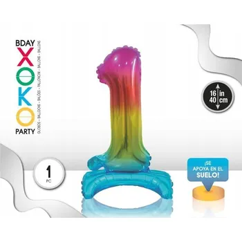 Balónek Fóliový balónek barvy duhy číslice 1, 16''/40 cm