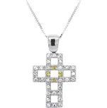 Přívěsek Kříž se Zirkony z Bílého Zlata 7151316