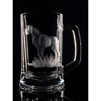 Sklenice Pivní třetinka s uchem s Českým Fouskem - ručně ryté (broušené), dárek pro myslivce