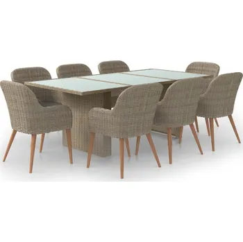 Zahradní sestava Zahradní nábytek z umělého ratanu VidaXL, hnědý, 9 dílů