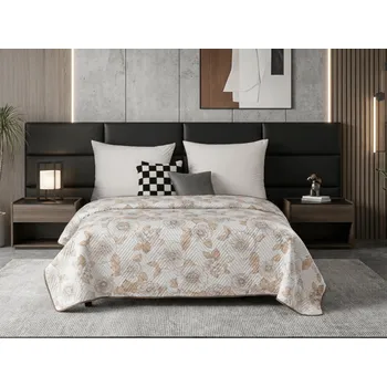 Přehoz na lůžko Přehoz na postel PETALIS krémový / hnědý Rozměr: 220 x 240 cm