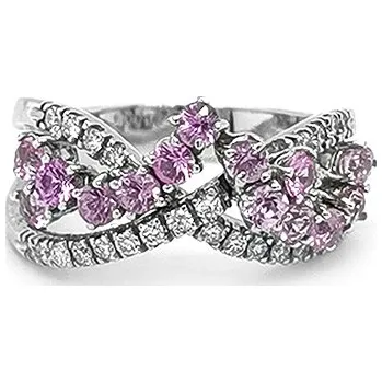 Prsten Zlatý Prsten s Růžovými Safíry a Diamanty 2011041