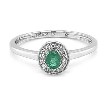 Prsten Smaragdový prsten s diamanty z bílého zlata 2011382