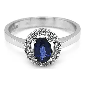 Prsten Zlatý Prsten se Safírem a Diamanty 2010583