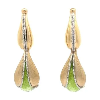 Náušnice Zlaté Visací Náušnice se Zeleným Kamenem 7122205