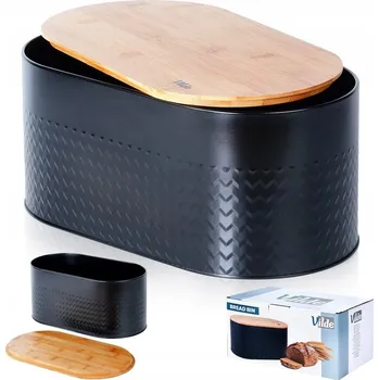 chlebník Chlebník s prkénkem Vilde černý, ocel