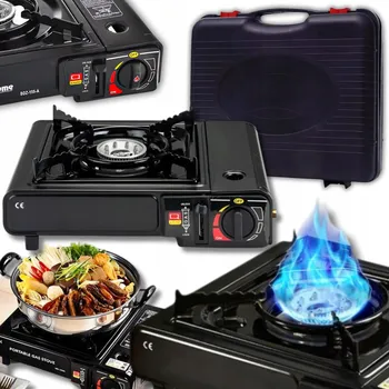 Turistický vařič TURISTICKÝ PLYNOVÝ VAŘIČ PŘENOSNÝ 2v1 NA KARTUŠE POLNÍ + KUFŘÍK