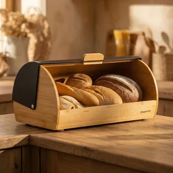 chlebník KONIGHOFFER Nero černý – bambusový chlebník 39 × 25,5 × 19 cm