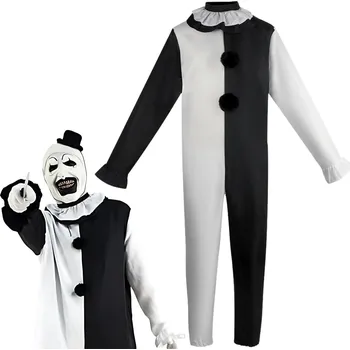 Karnevalový kostým Kostým klauna kostým arlekin halloween karneval plesový set černobílý M