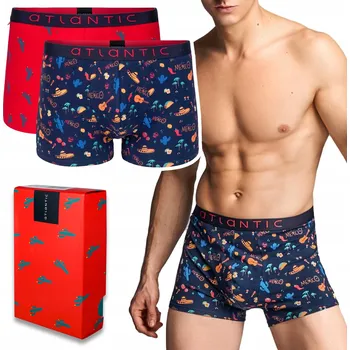 X2 Pánské boxerky s potiskem ATLANTIC 2GMH-001 Přiléhavé Slipy - XL