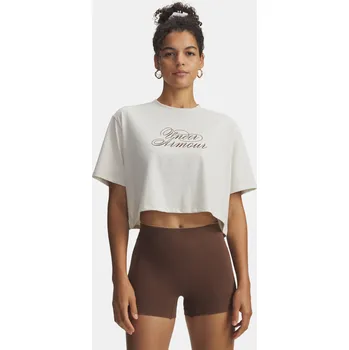Dámské tričko Under Armour Dámské tričko UA W SCRIPTHEART CROP SS 6011506-110 Bílá L