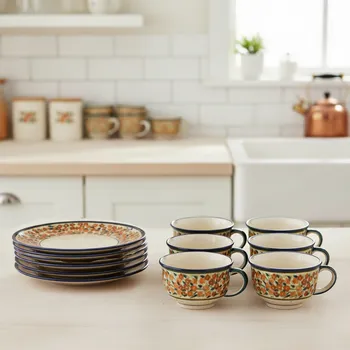 Talíř Kávová sada pro 6 osoby Bolesławiec - dek. DU52 (12 ks)