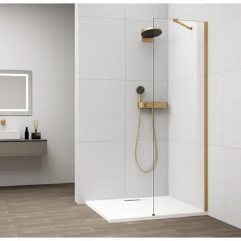POLYSAN ESCA GOLD MATT jednodílná sprchová zástěna k instalaci ke stěně, sklo čiré, 400 mm (ES1040-04)