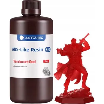 3D tisk UV Pryskyřice Anycubic ABS-Like 3.0 Transparentní Červená, 1 kg, pro 3D tiskárny