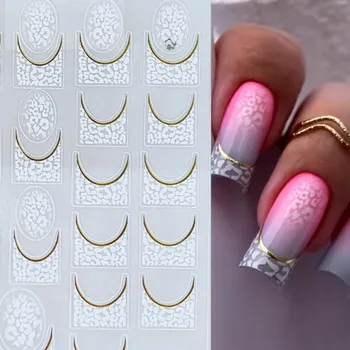 Umělé nehty SAMOLEPKY NA NEHTY SAMOLEPICÍ PÁSKY FRENCH WHITE GOLD BÍLÁ ZLATÁ