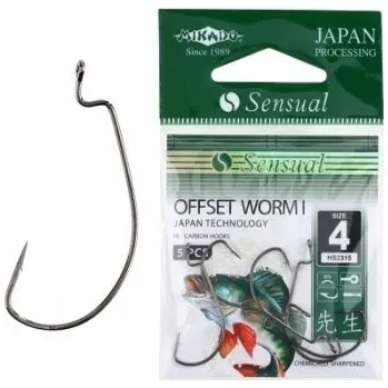 Rybářský háček Háčky na přívlač s protihrotem Mikado Sensual Offset Worm I 5 ks
